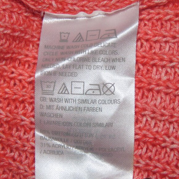 Candace Cameron Bure Sz XXXS Coral Orange Step Hem Long Sleeve Turtleneck Cowl - Picture 5 of 14